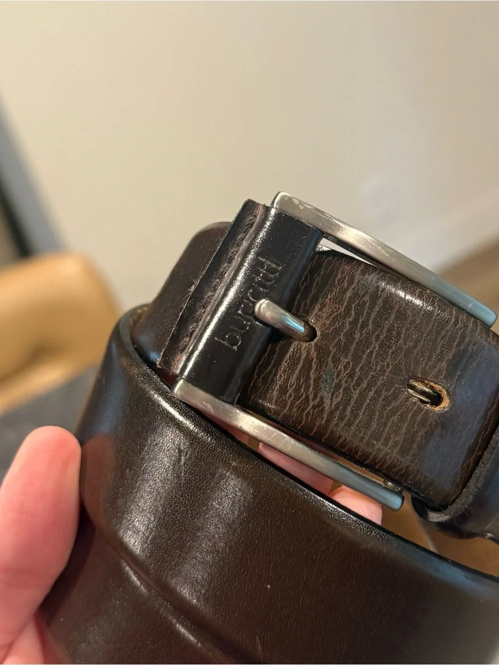 Bugatti 2464 brown leather belt men’s size 40 leather Germany